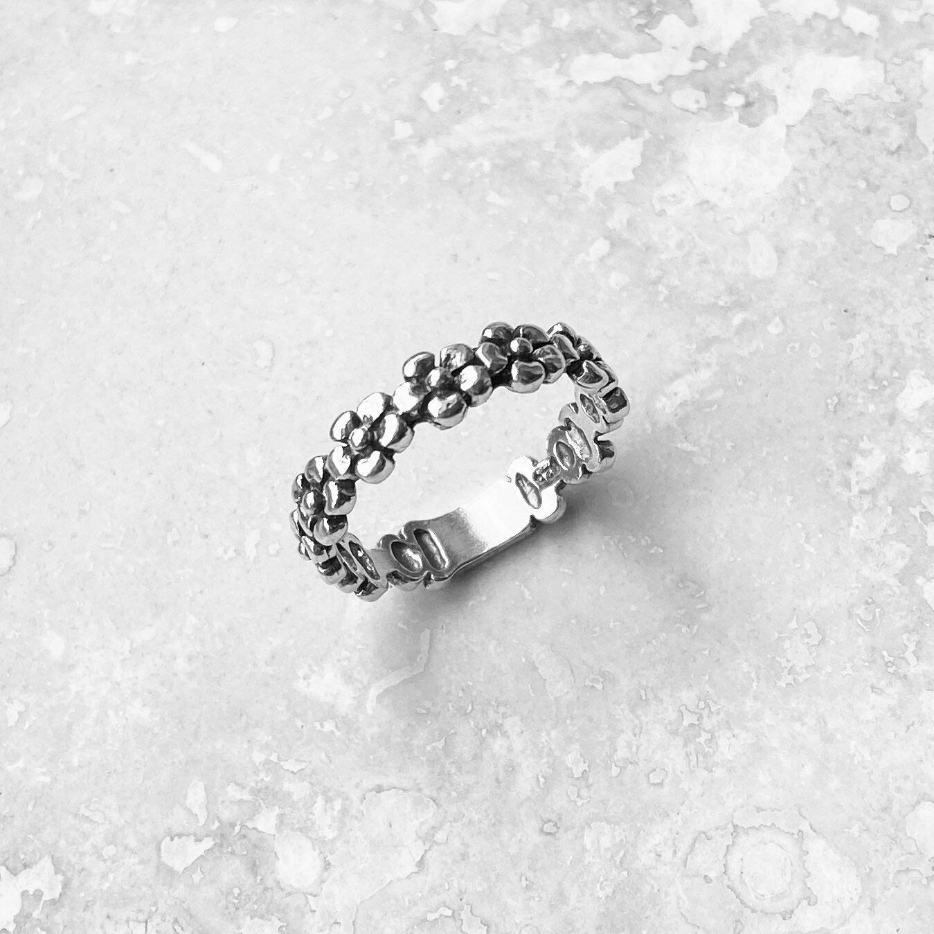 Forget Me Not Flower Sterling Silver Ring: Hawaii Wedding Band
