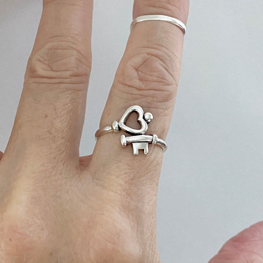 Sterling Silver Key to my Heart Ring, Love Ring, Promise Ring, Heart Ring, Key Ring, Silver Ring, Boho Ring, Statement Ring