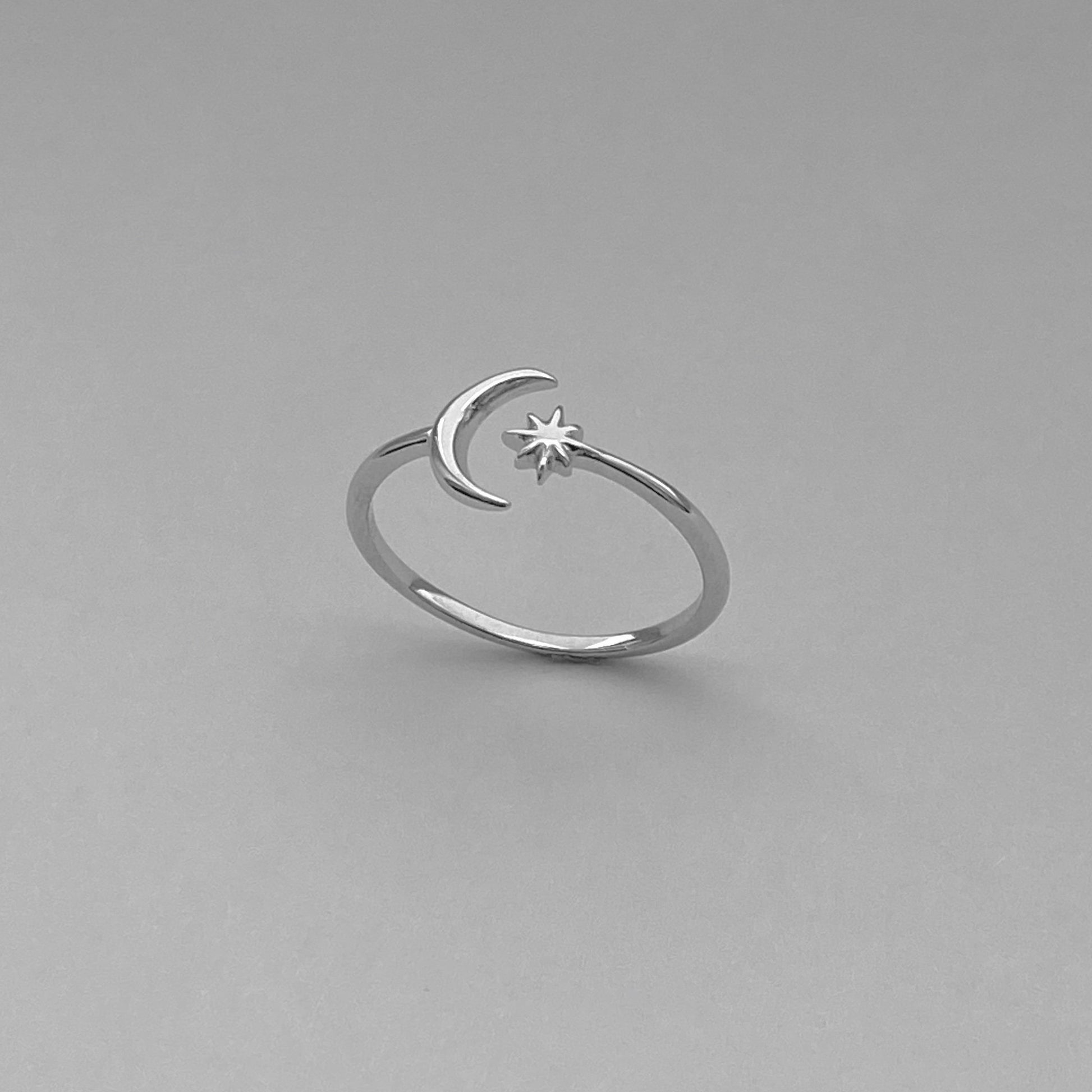 Sterling Silver Star and Moon Ring, Crescent Moon Ring, Twinkle Star Ring, Toe Ring, Dainty Ring, Moon Ring, Promise Toe Ring, Silver Ring.