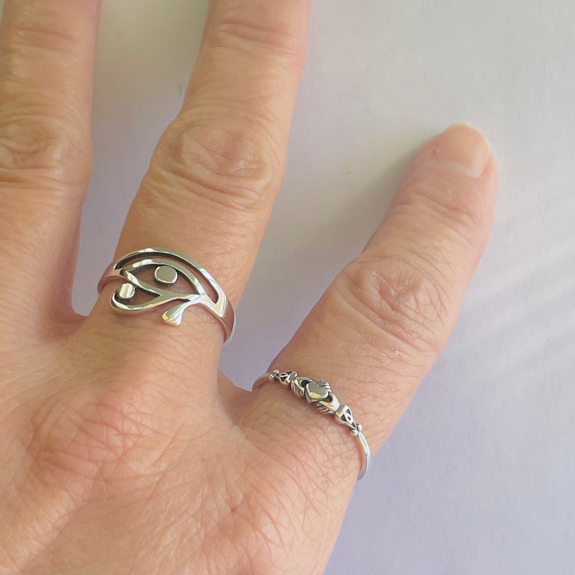 Sterling Silver Eye of Horus Ring: Religious Protection Jewelry