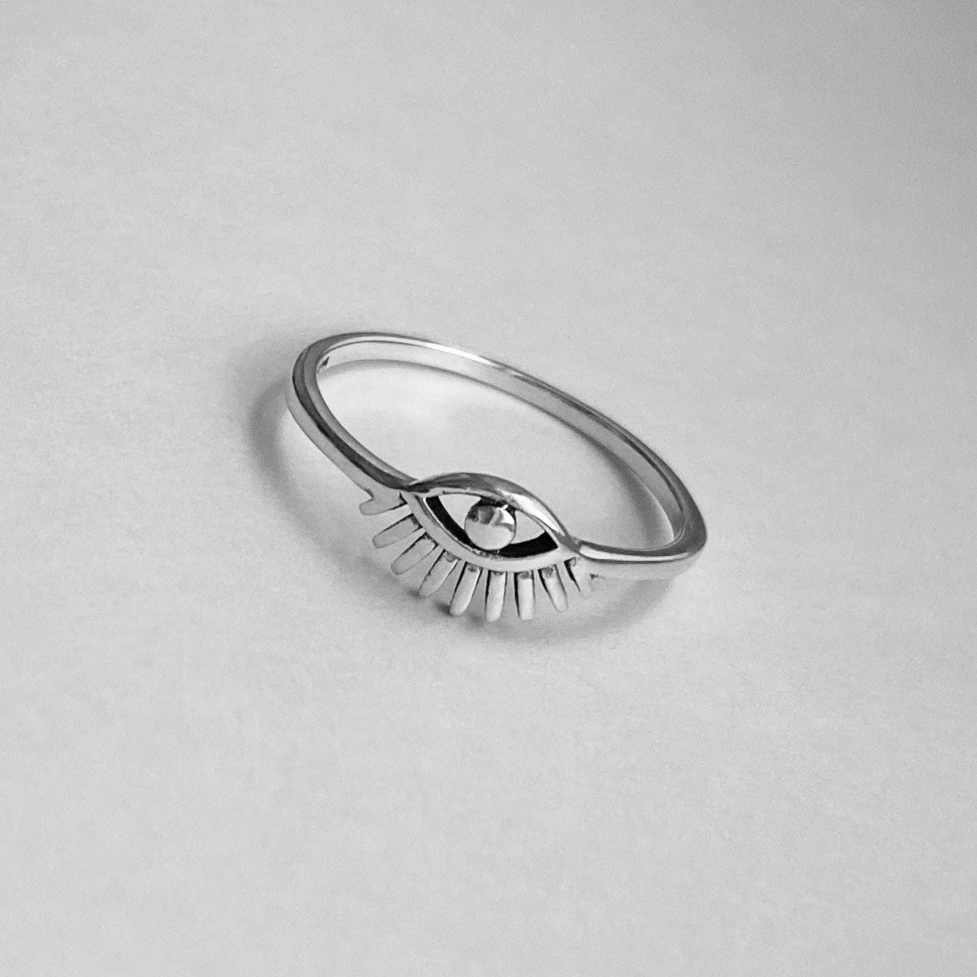Sterling Silver Eye Ring: Dainty Boho Protector Ring