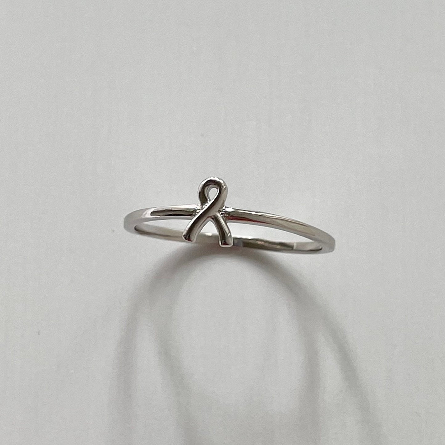 Sterling Silver Breast Cancer Ribbon Ring: Dainty Hope Ring