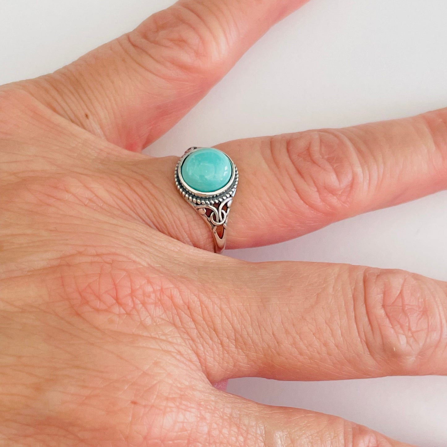 Sterling Silver Raw Turquoise Ring, Promise Silver Ring, Love Ring, Statement Ring, Silver Turquoise Ring, Bail Style Ring, Turquoise Ring.