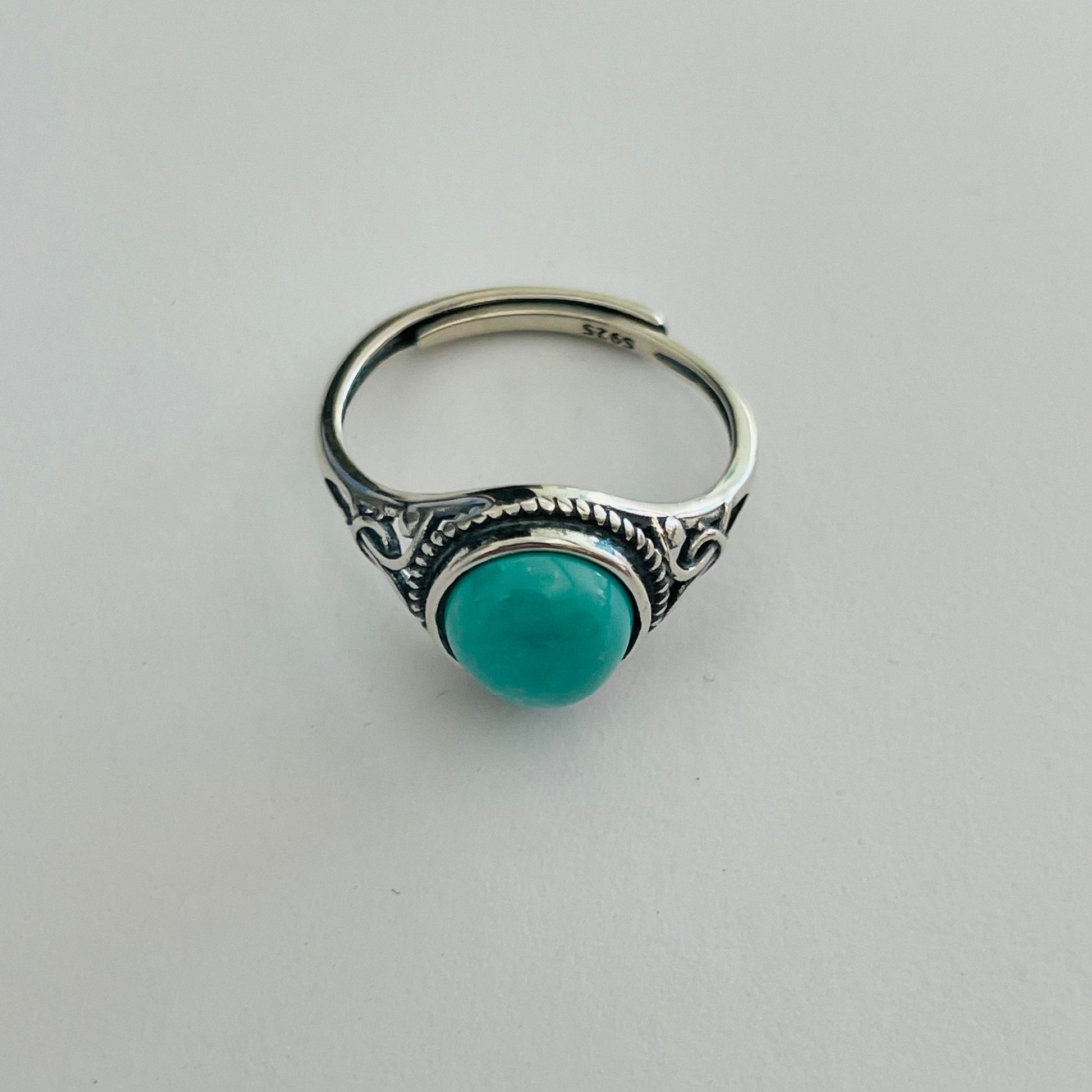 Sterling Silver Raw Turquoise Ring, Promise Silver Ring, Love Ring, Statement Ring, Silver Turquoise Ring, Bail Style Ring, Turquoise Ring.