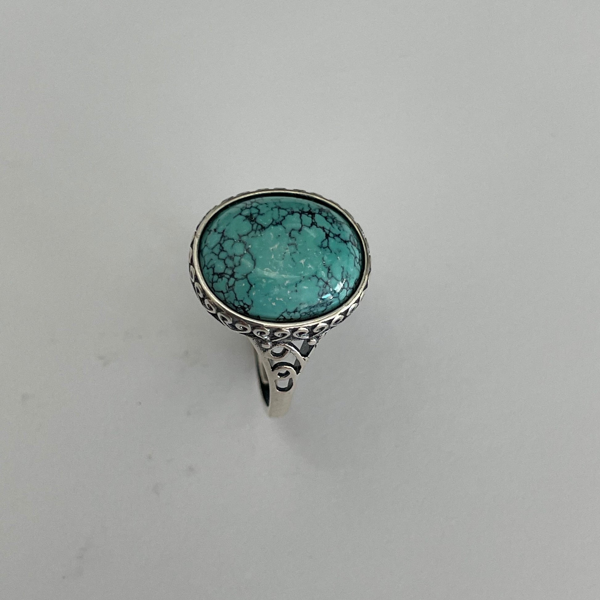 Sterling Silver Turquoise Ring Different Side Patterns / Styles, Promise Ring, Boho Ring, Statement Ring, Bail Style, Silver Turquoise Ring.