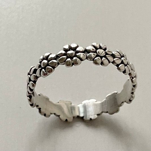 Forget Me Not Flower Sterling Silver Ring: Hawaii Wedding Band