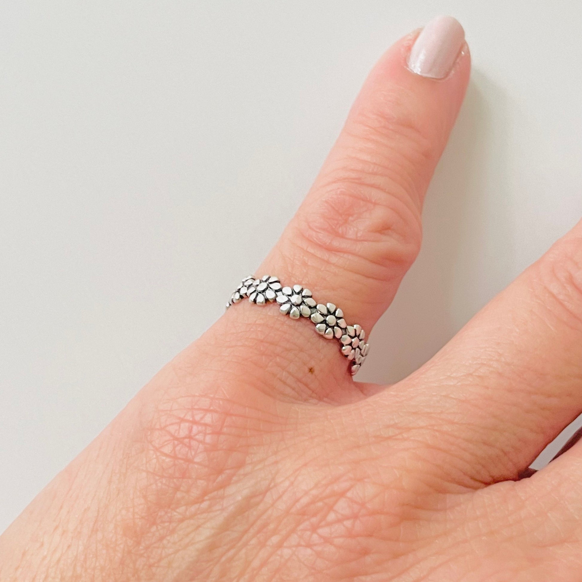 Forget Me Not Flower Sterling Silver Ring: Hawaii Wedding Band