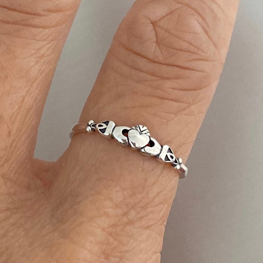 Sterling Silver Claddagh Ring: Dainty Irish Friendship Ring