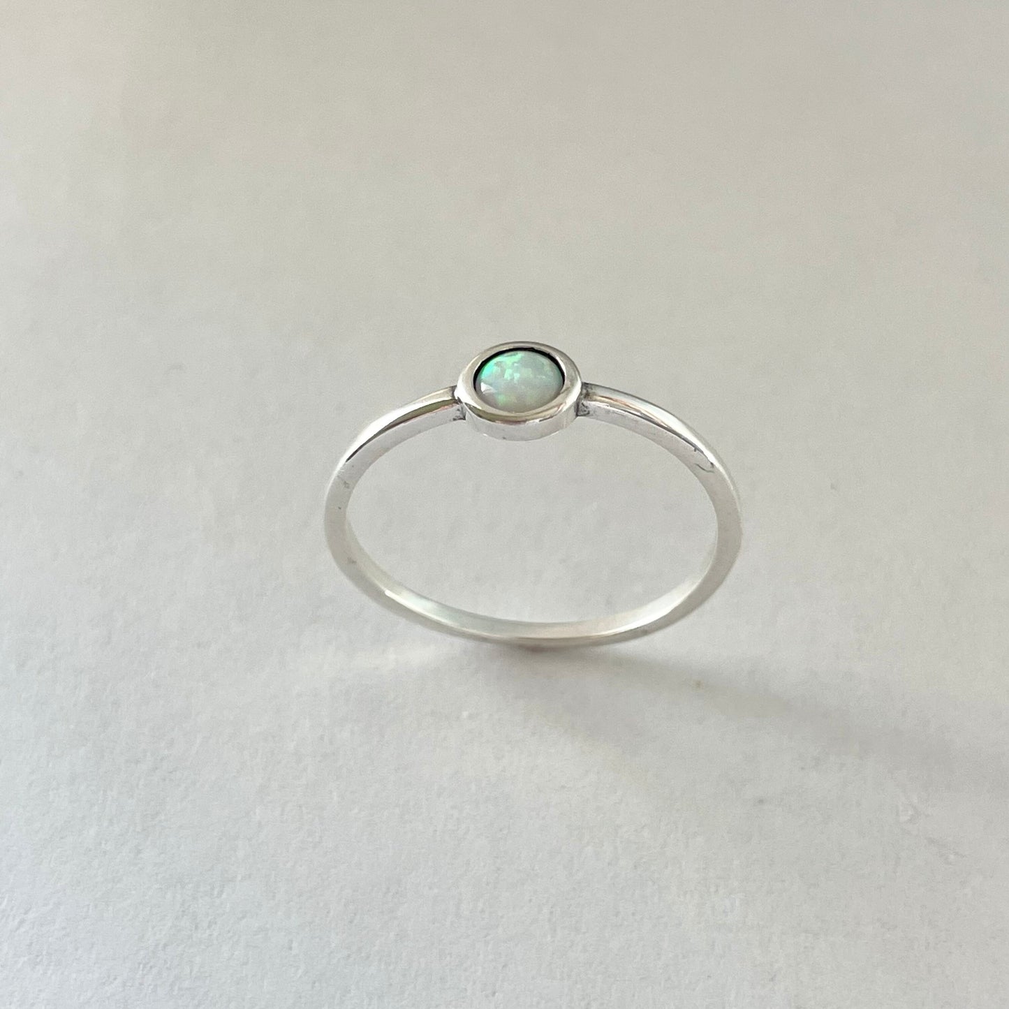 Sterling Silver White Lab Opal Full Moon Ring, Silver Ring, Moon Ring, Dainty Ring, Opal Ring, Boho Ring, Promise