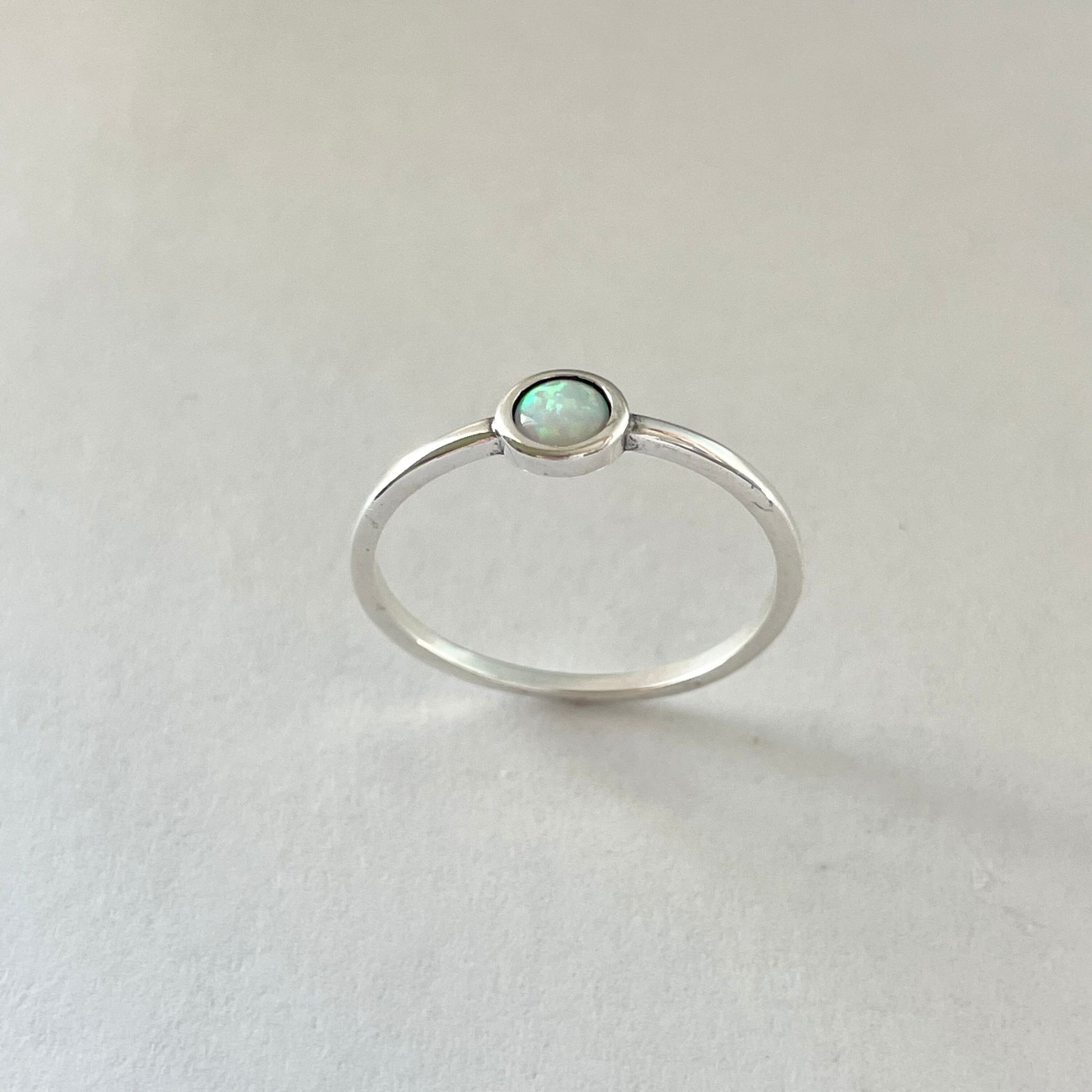 Sterling Silver White Lab Opal Full Moon Ring, Silver Ring, Moon Ring, Dainty Ring, Opal Ring, Boho Ring, Promise