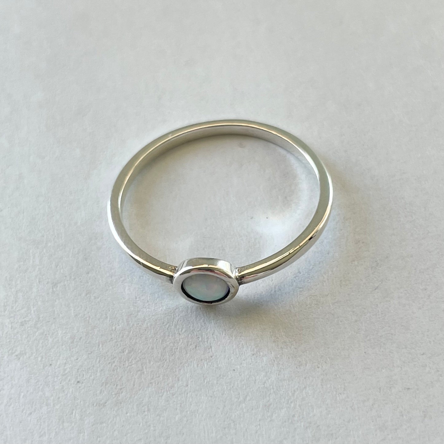 Sterling Silver White Lab Opal Full Moon Ring, Silver Ring, Moon Ring, Dainty Ring, Opal Ring, Boho Ring, Promise