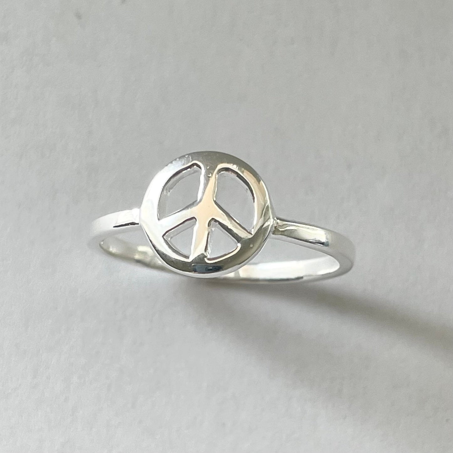Dainty Sterling Silver Peace Sign Ring: Hippie Jewelry