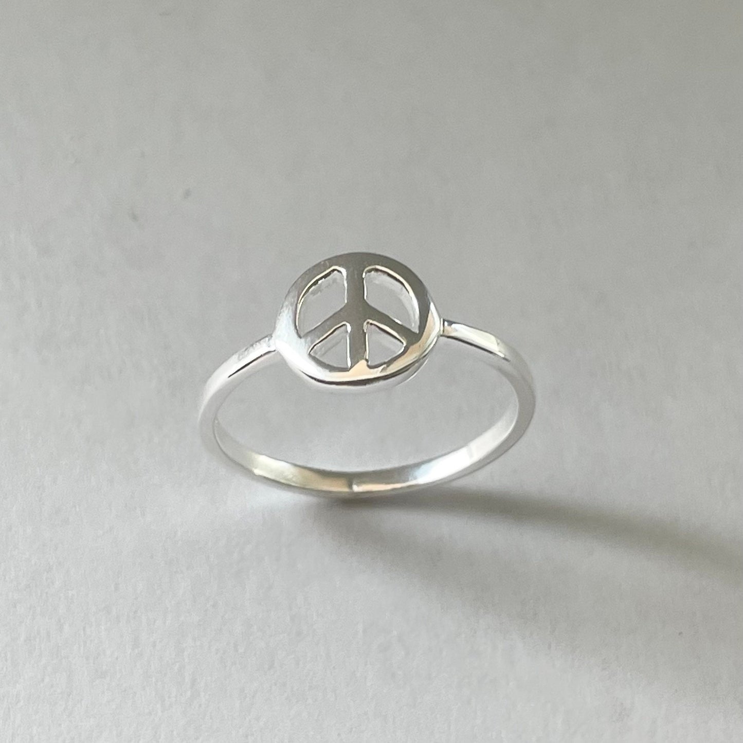 Dainty Sterling Silver Peace Sign Ring: Hippie Jewelry