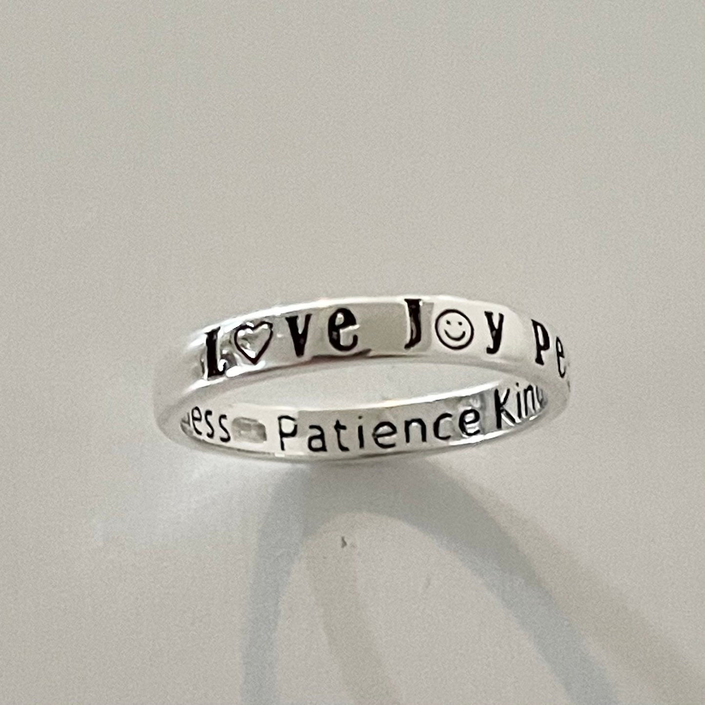 Sterling Silver Peace Love Joy Ring: Midi/Thumb/Toe Ring