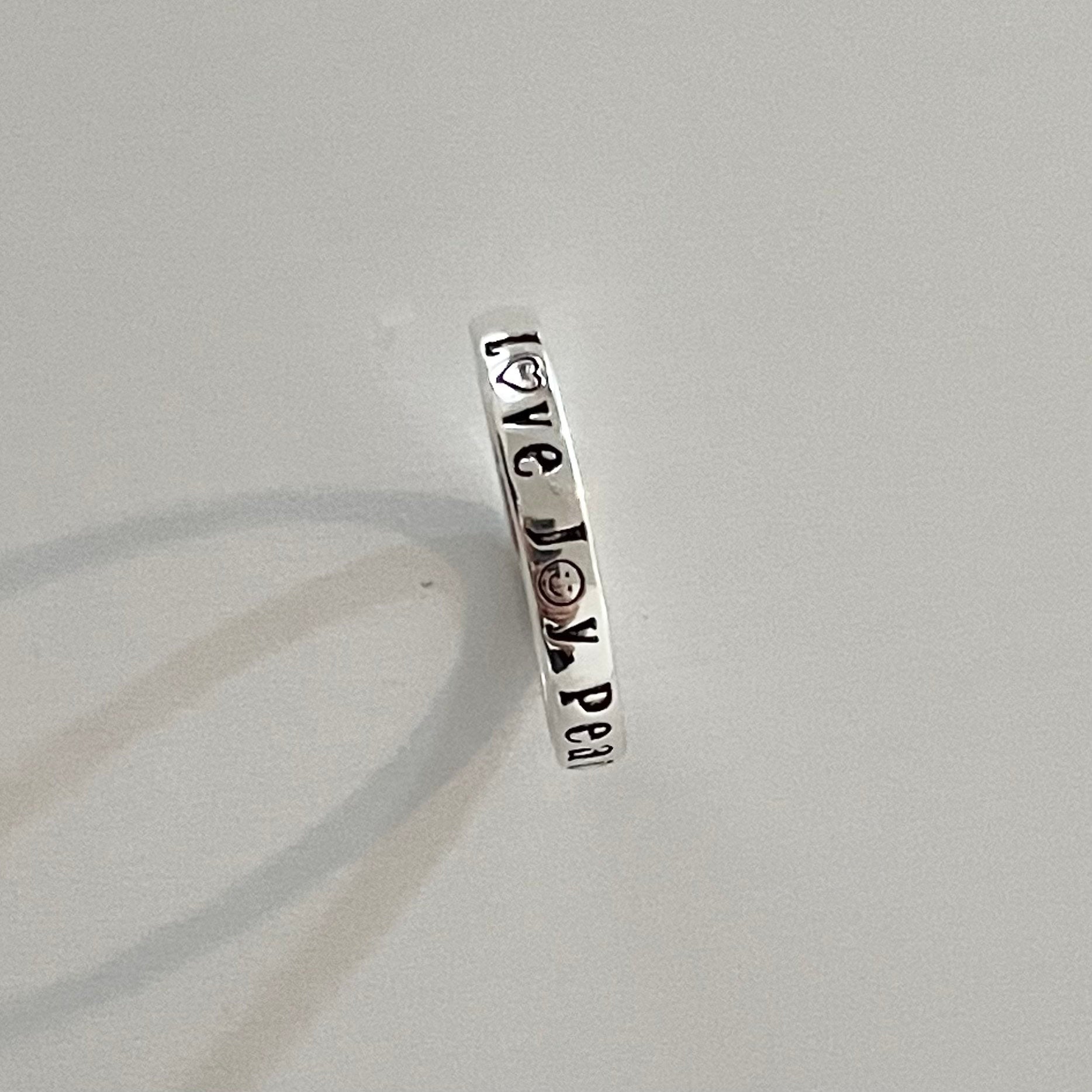 Sterling Silver Peace Love Joy Ring and Inside Band Faithfulness Patience Kindness Goodness, Love Ring, Silver Ring, Heart Ring, Boho Ring