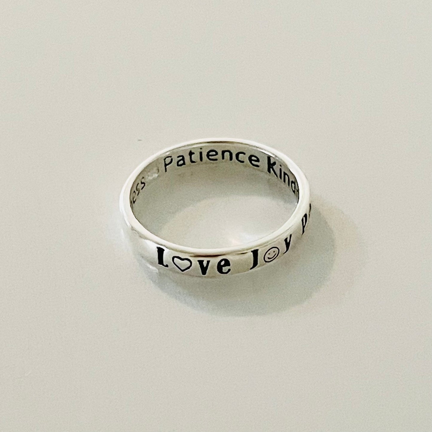 Sterling Silver Peace Love Joy Ring and Inside Band Faithfulness Patience Kindness Goodness, Love Ring, Silver Ring, Heart Ring, Boho Ring