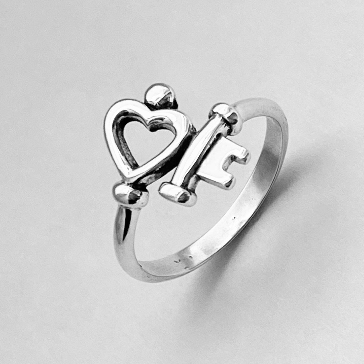 Sterling Silver Key to My Heart Ring: Boho Promise Ring