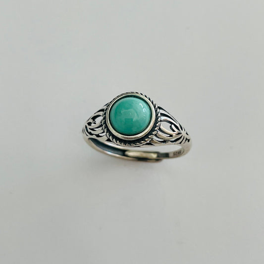 Sterling Silver Raw Turquoise Ring, Promise Silver Ring, Love Ring, Statement Ring, Silver Turquoise Ring, Bail Style Ring, Turquoise Ring.