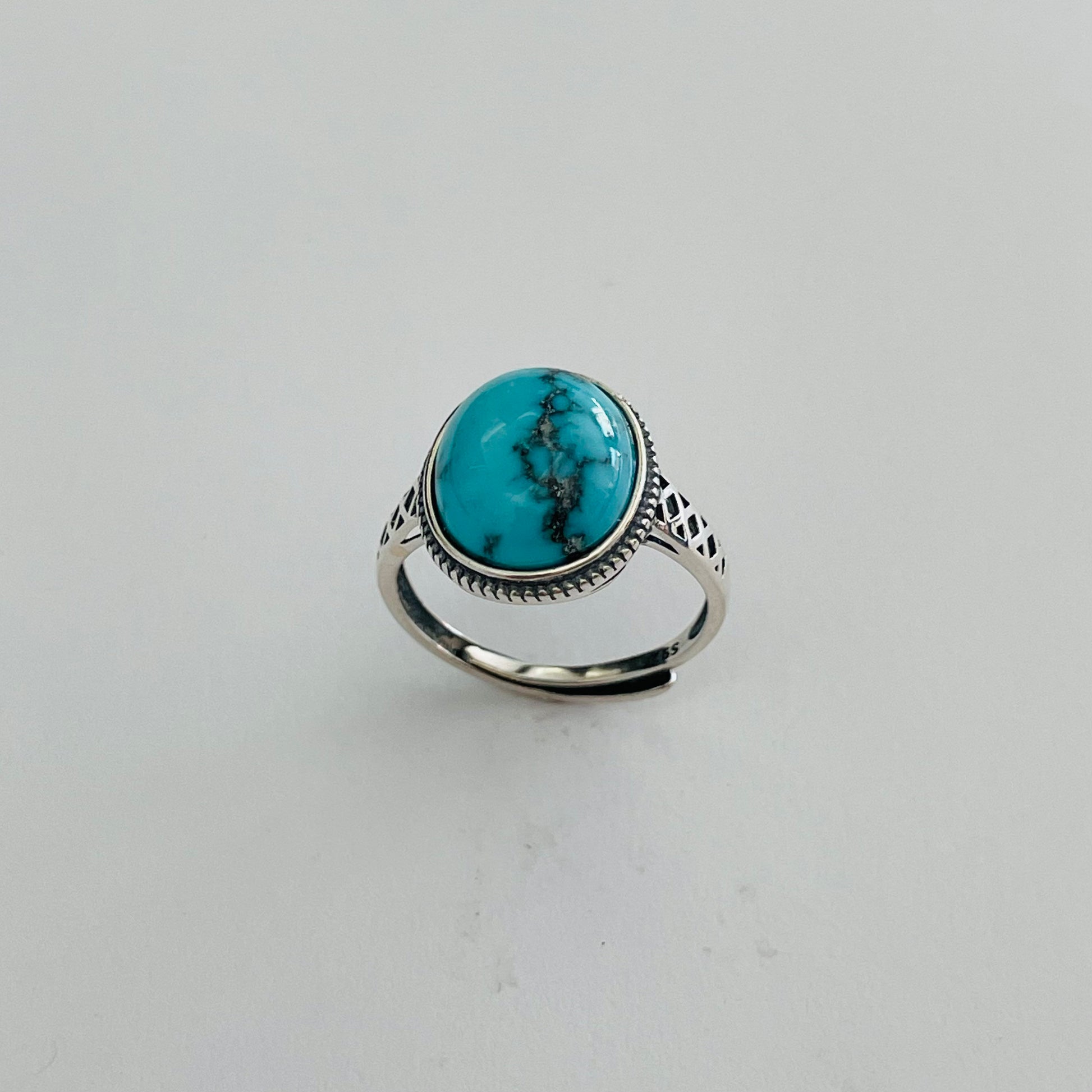 Sterling Silver Turquoise Ring Different Side Patterns / Styles, Promise Ring, Boho Ring, Statement Ring, Bail Style, Silver Turquoise Ring.