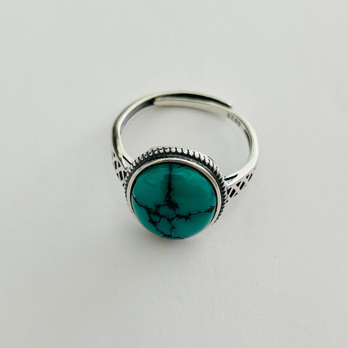 Sterling Silver Raw Turquoise Ring: Boho Promise Statement Ring