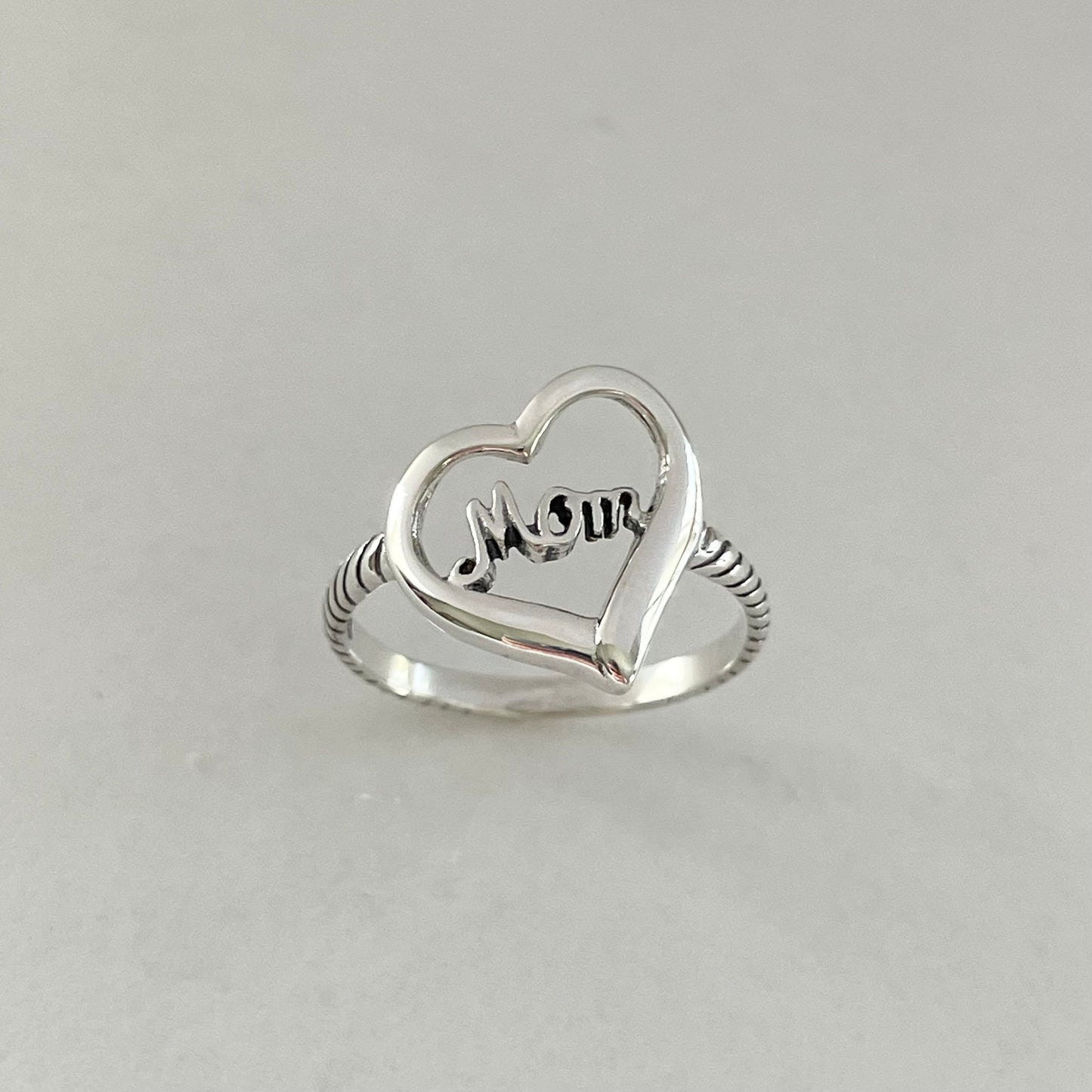 Mom Heart Sterling Silver Ring, Heart Love Ring, Mom Ring, Silver Heart Ring, Care Ring, Miss U Ring, thinking of you Ring, Statement Ring