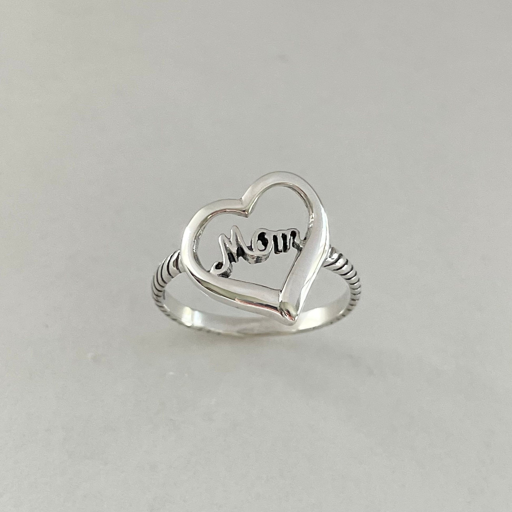 Mom Heart Sterling Silver Ring, Heart Love Ring, Mom Ring, Silver Heart Ring, Care Ring, Miss U Ring, thinking of you Ring, Statement Ring