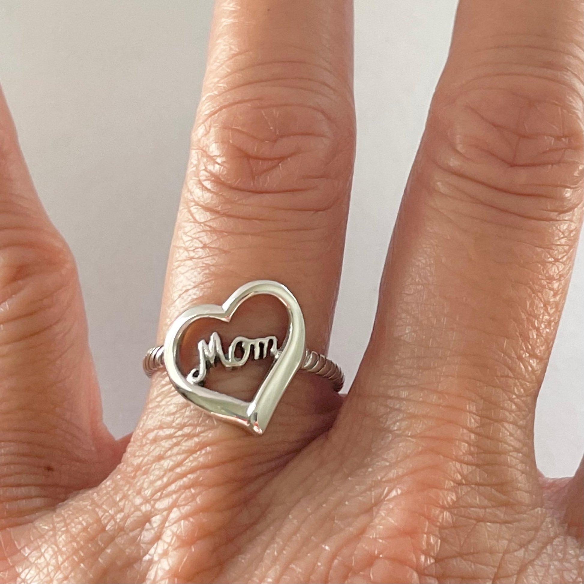 Mom Heart Sterling Silver Ring, Heart Love Ring, Mom Ring, Silver Heart Ring, Care Ring, Miss U Ring, thinking of you Ring, Statement Ring