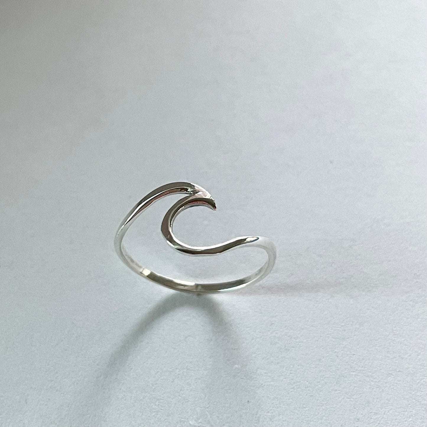 Dainty Sterling Silver Wave Ring: High Polish Ocean Jewelry