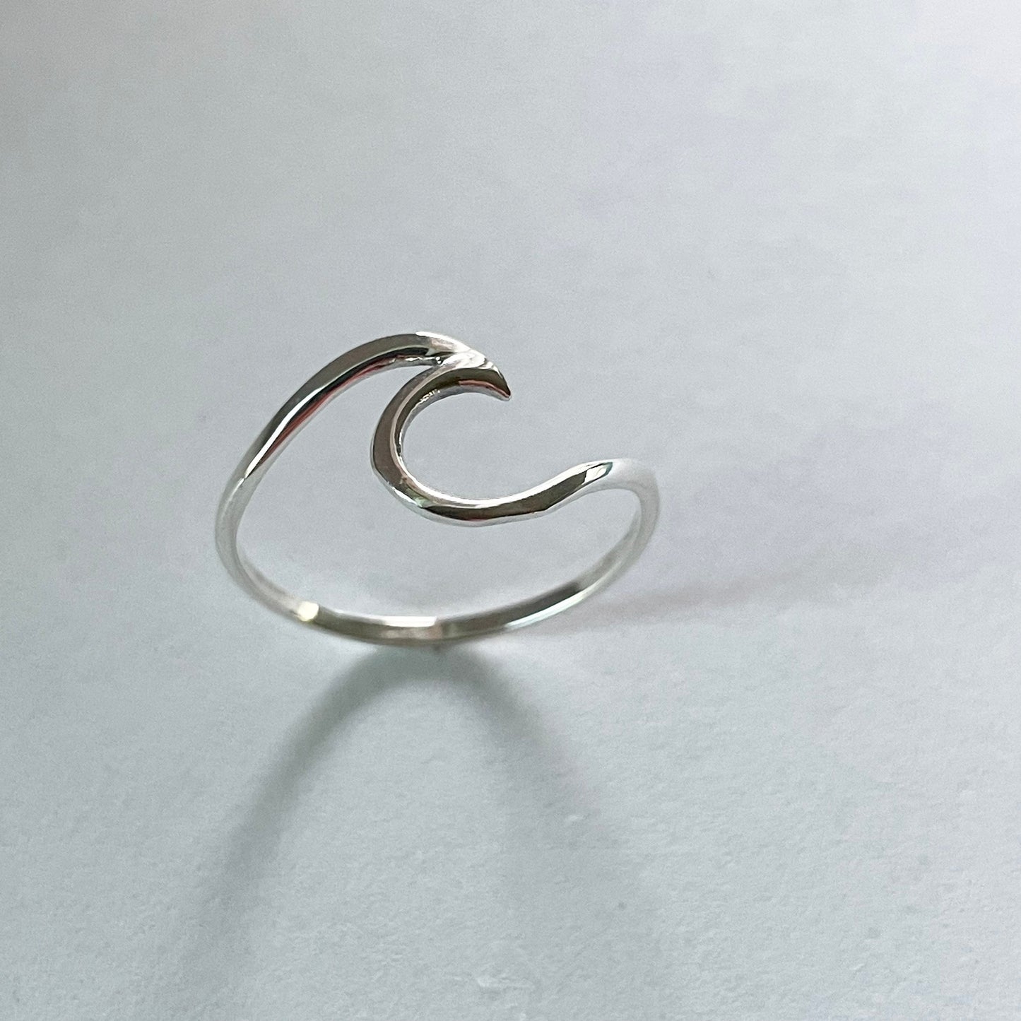Dainty Sterling Silver Wave Ring: High Polish Ocean Jewelry