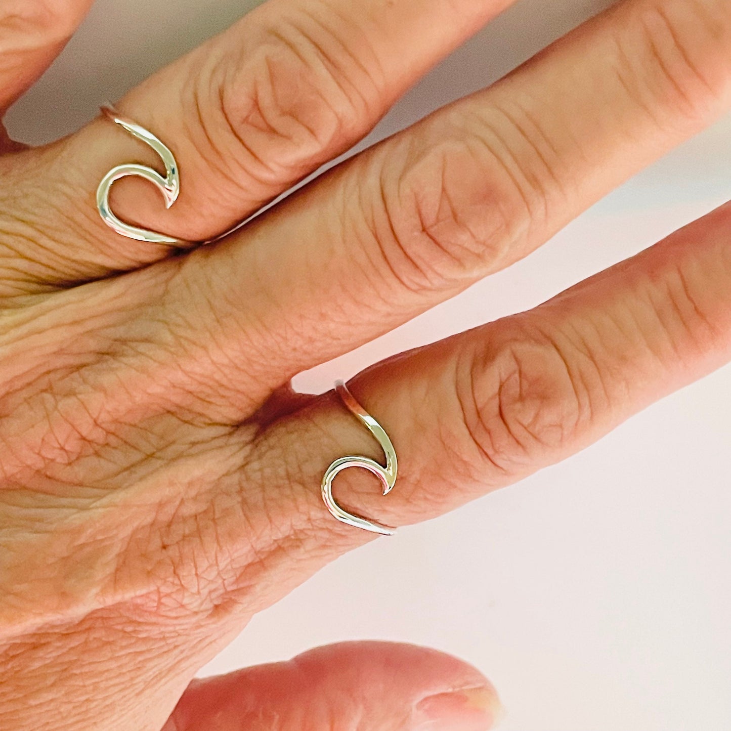 Dainty Sterling Silver Wave Ring: High Polish Ocean Jewelry