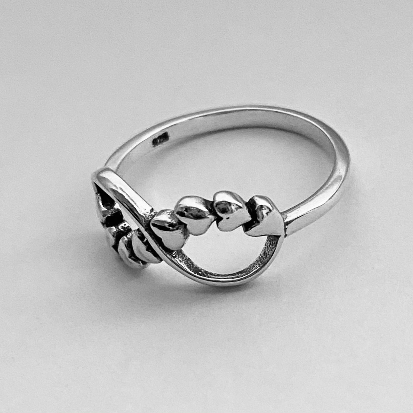Sterling Silver Infinity Hearts Ring: Oxidized Boho Promise Ring