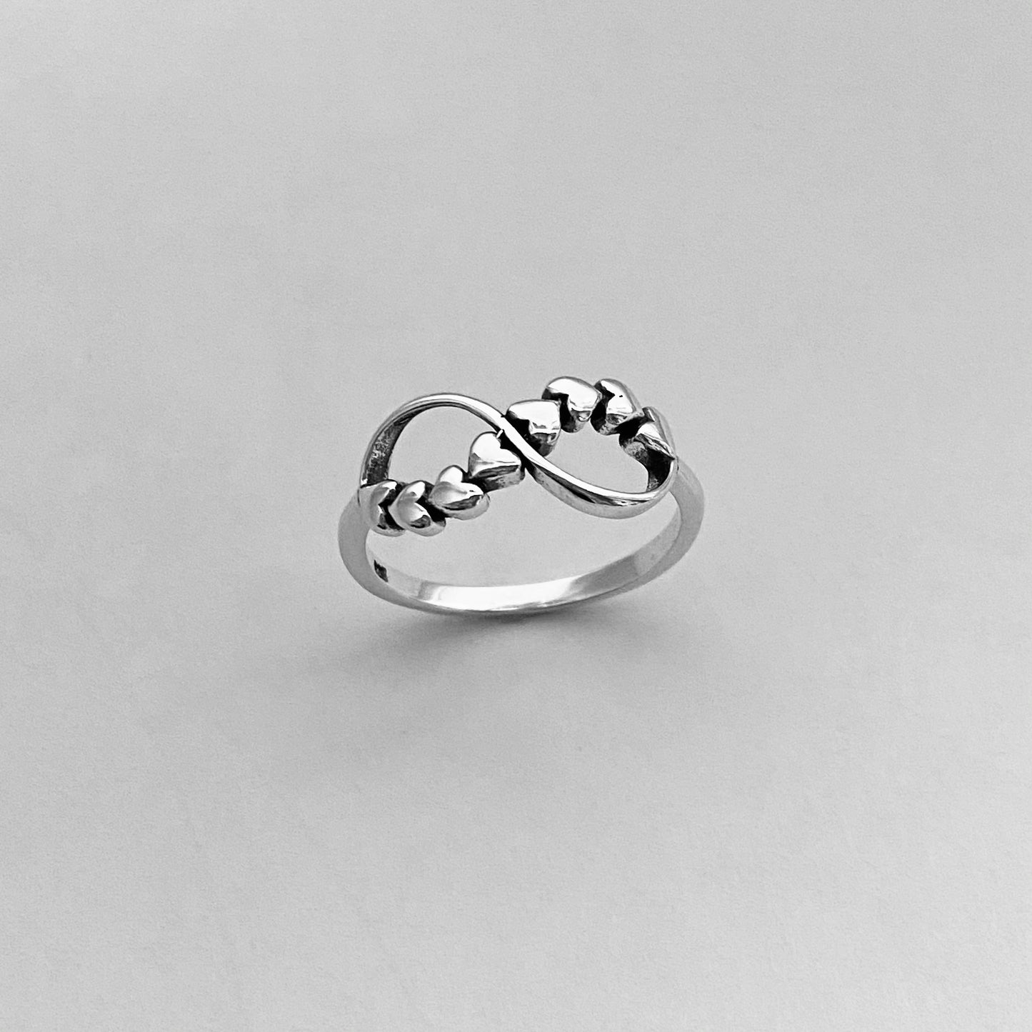 Sterling Silver Infinity Hearts Ring, Silver Infinity Ring, Silver Hearts Ring, Promise Infinity Ring, Promise Hearts Ring, Statement Ring.