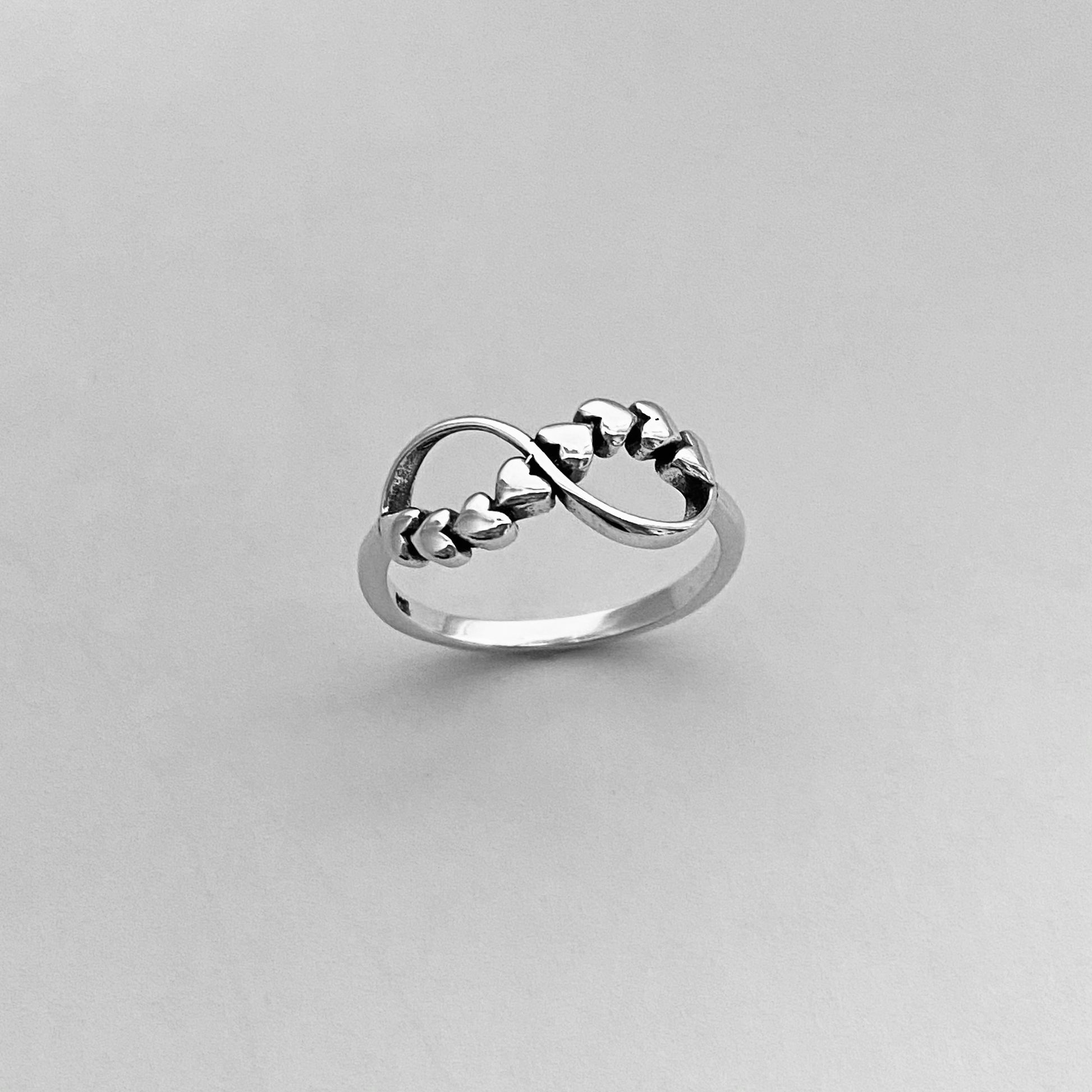 Sterling Silver Infinity Hearts Ring, Silver Infinity Ring, Silver Hearts Ring, Promise Infinity Ring, Promise Hearts Ring, Statement Ring.