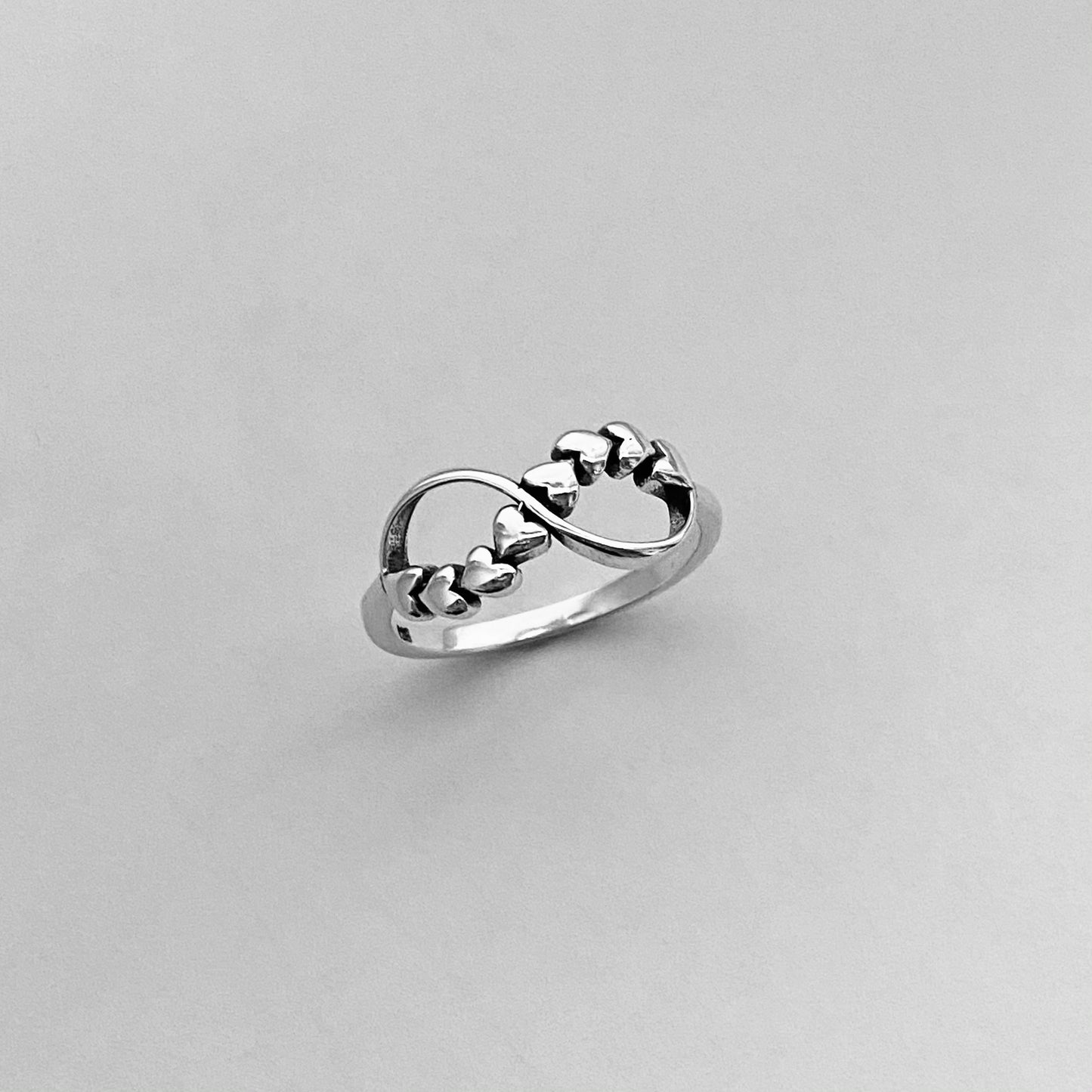 Sterling Silver Infinity Hearts Ring, Silver Infinity Ring, Silver Hearts Ring, Promise Infinity Ring, Promise Hearts Ring, Statement Ring.