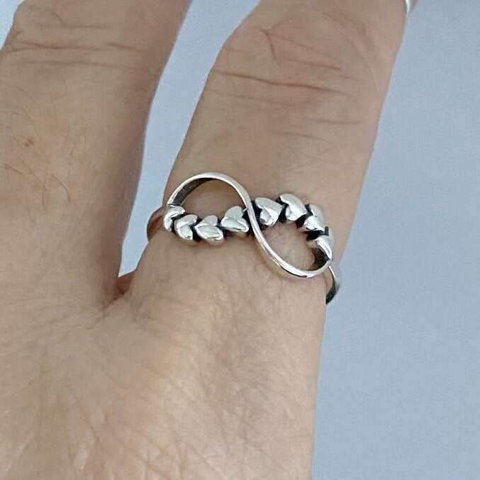 Sterling Silver Infinity Hearts Ring, Silver Infinity Ring, Silver Hearts Ring, Promise Infinity Ring, Promise Hearts Ring, Statement Ring.