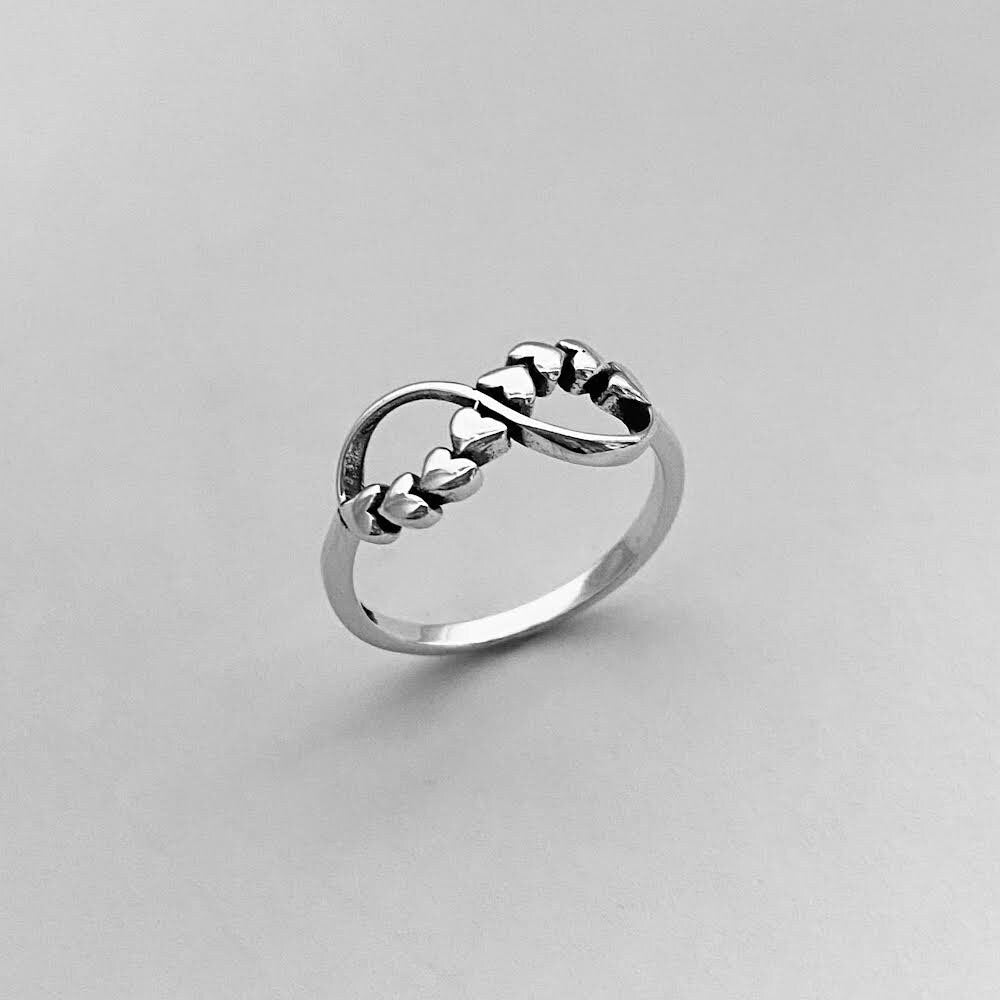 Sterling Silver Infinity Hearts Ring, Silver Infinity Ring, Silver Hearts Ring, Promise Infinity Ring, Promise Hearts Ring, Statement Ring.