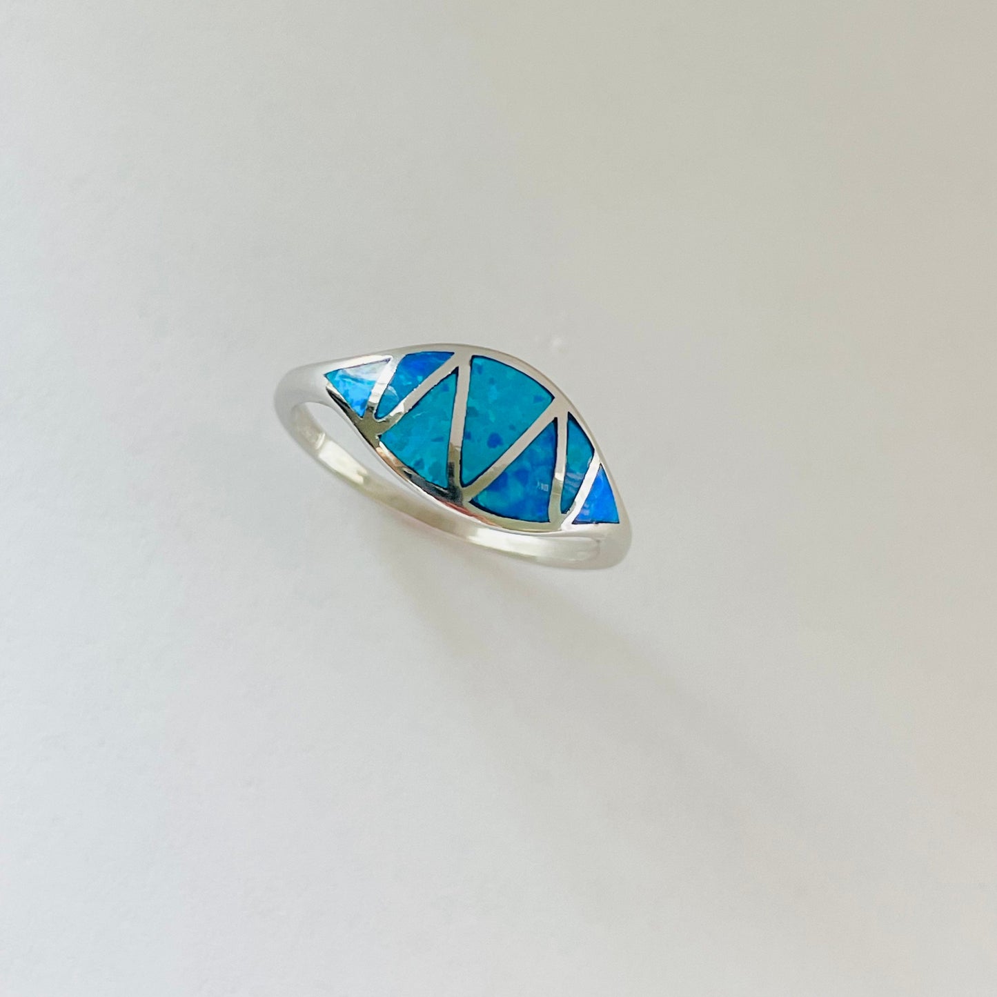 Sterling Silver Zigzag Blue Lab Opal Ring: Boho Statement Jewelry