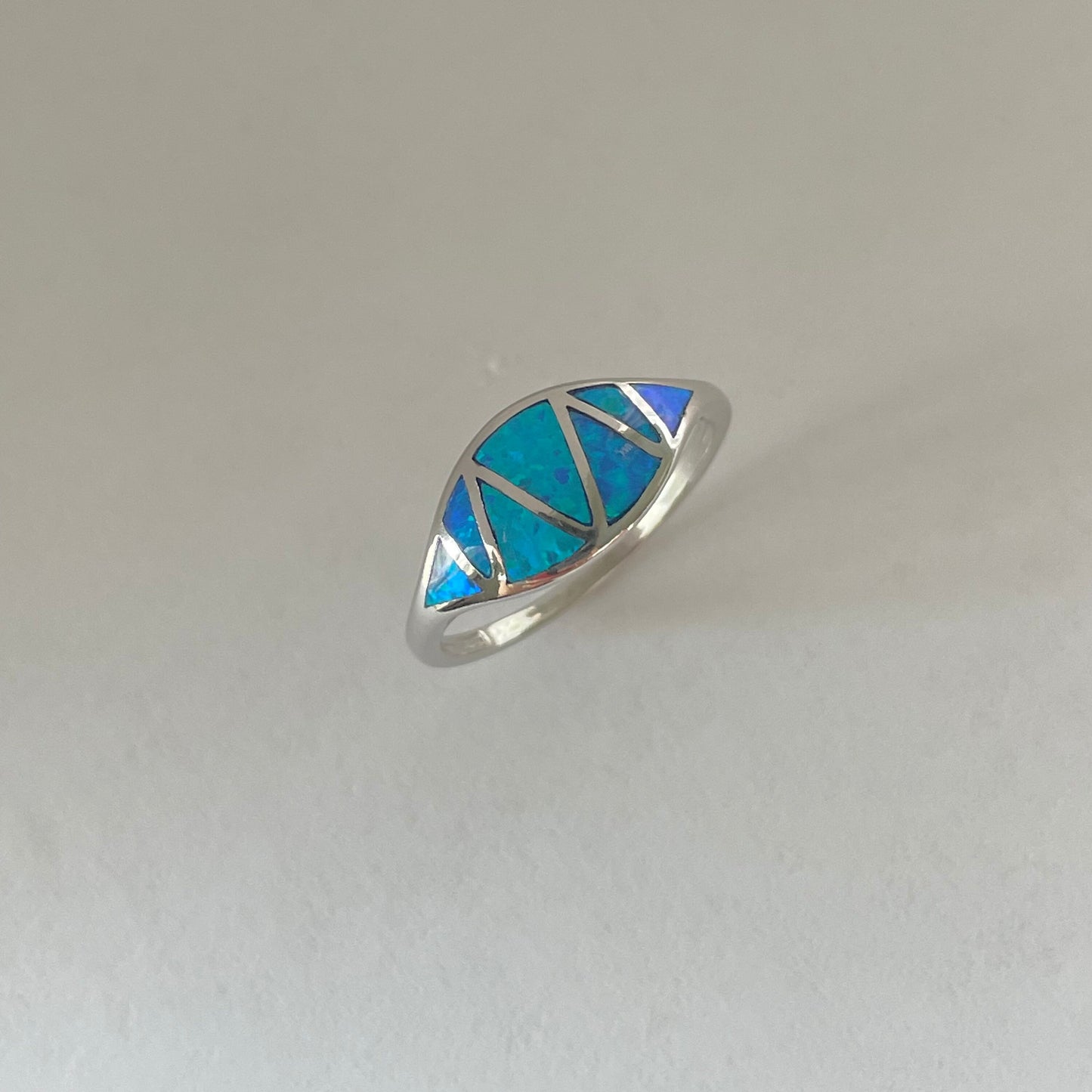 Sterling Silver Zigzag Blue Lab Opal Ring, Boho Ring, Statement Ring, Opal Ring, Love Ring, Ocean Blue Ring