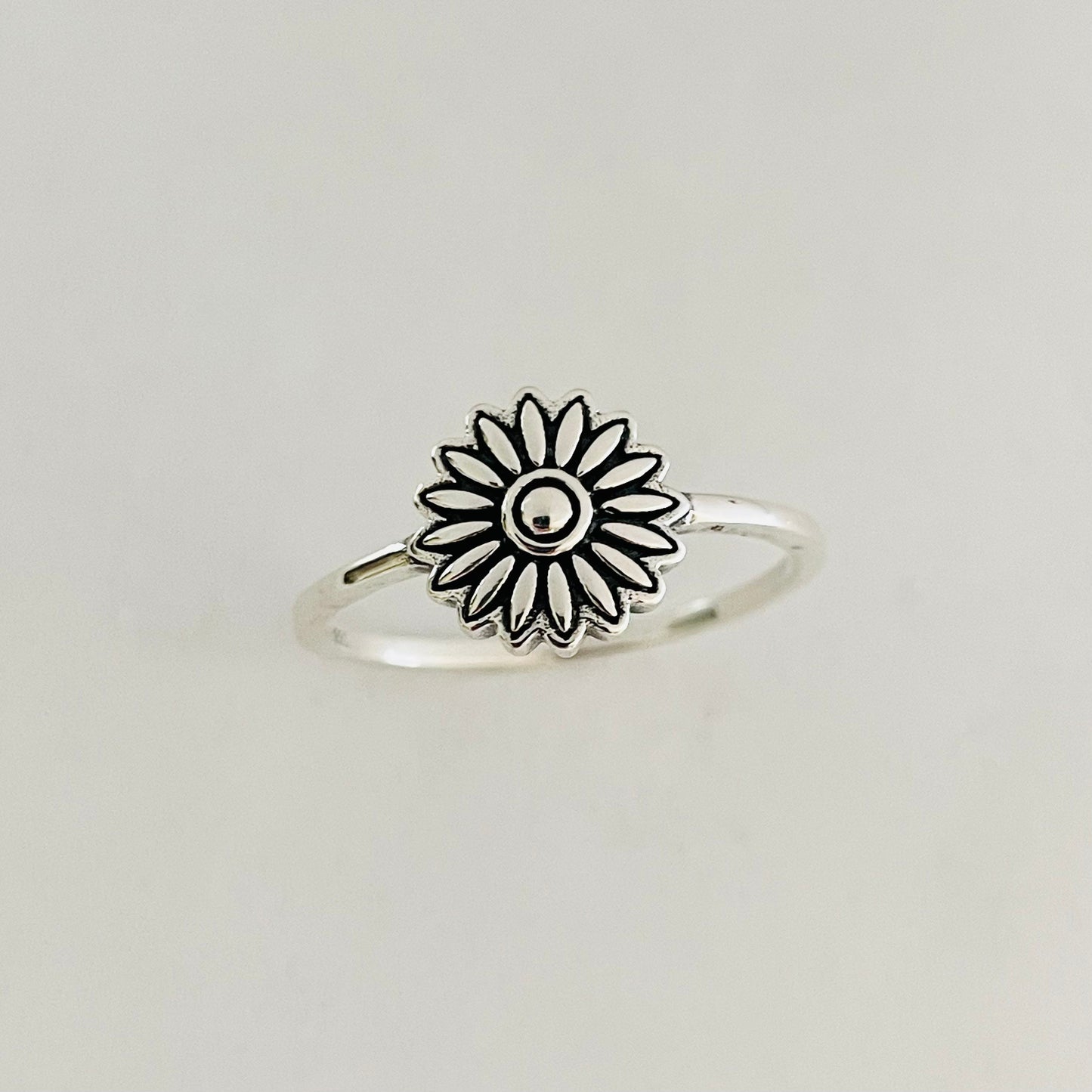 Dainty Sterling Silver Daisy Ring: Boho Floral Promise Ring