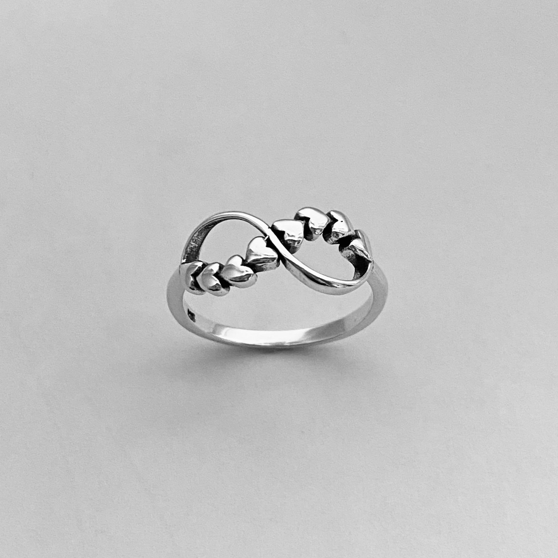 Sterling Silver Infinity Hearts Ring, Silver Infinity Ring, Silver Hearts Ring, Promise Infinity Ring, Promise Hearts Ring, Statement Ring.