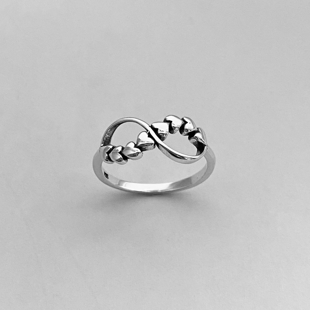 Sterling Silver Infinity Hearts Ring: Oxidized Boho Promise Ring