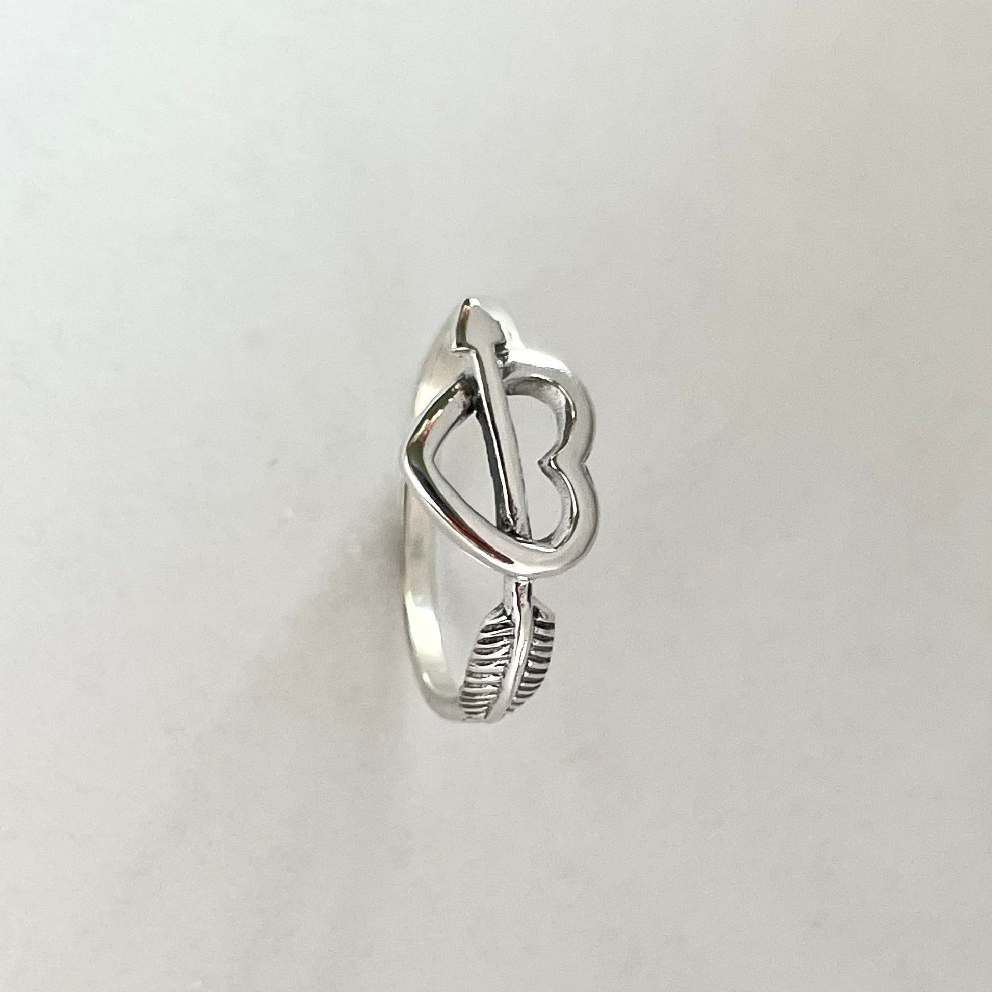 Sterling Silver Heart with Arrow Ring, Heart Ring, Boho Ring, Silver Love Ring, Silver Heart ring, Arrow Silver Ring, Heart Ring.