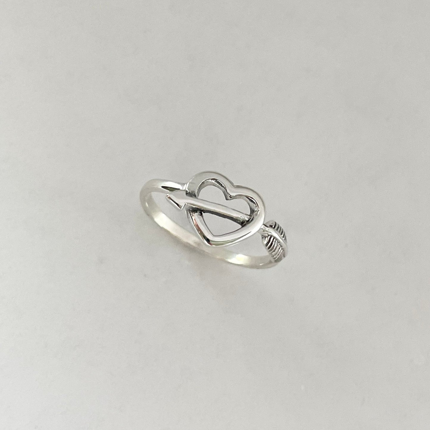 Sterling Silver Heart with Arrow Ring, Heart Ring, Boho Ring, Silver Love Ring, Silver Heart ring, Arrow Silver Ring, Heart Ring.