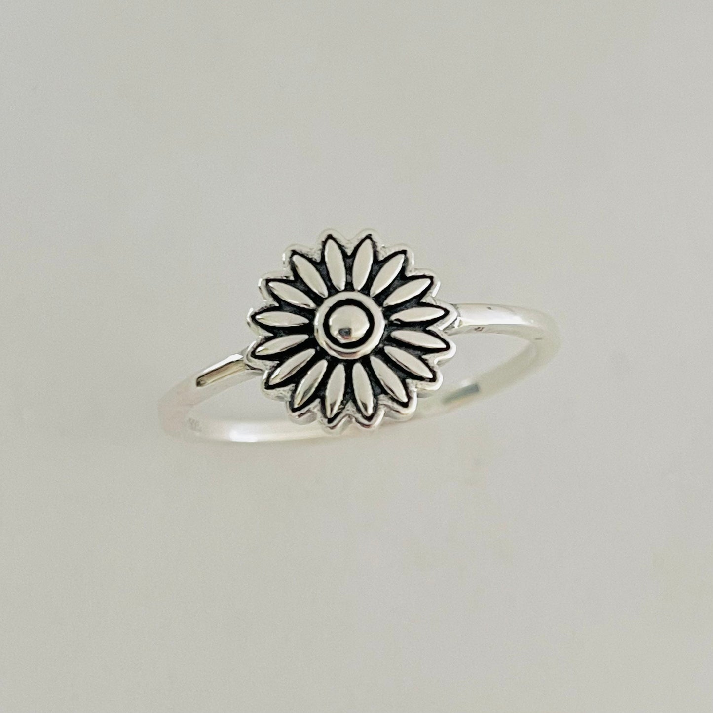 Dainty Sterling Silver Daisy Ring: Boho Floral Promise Ring