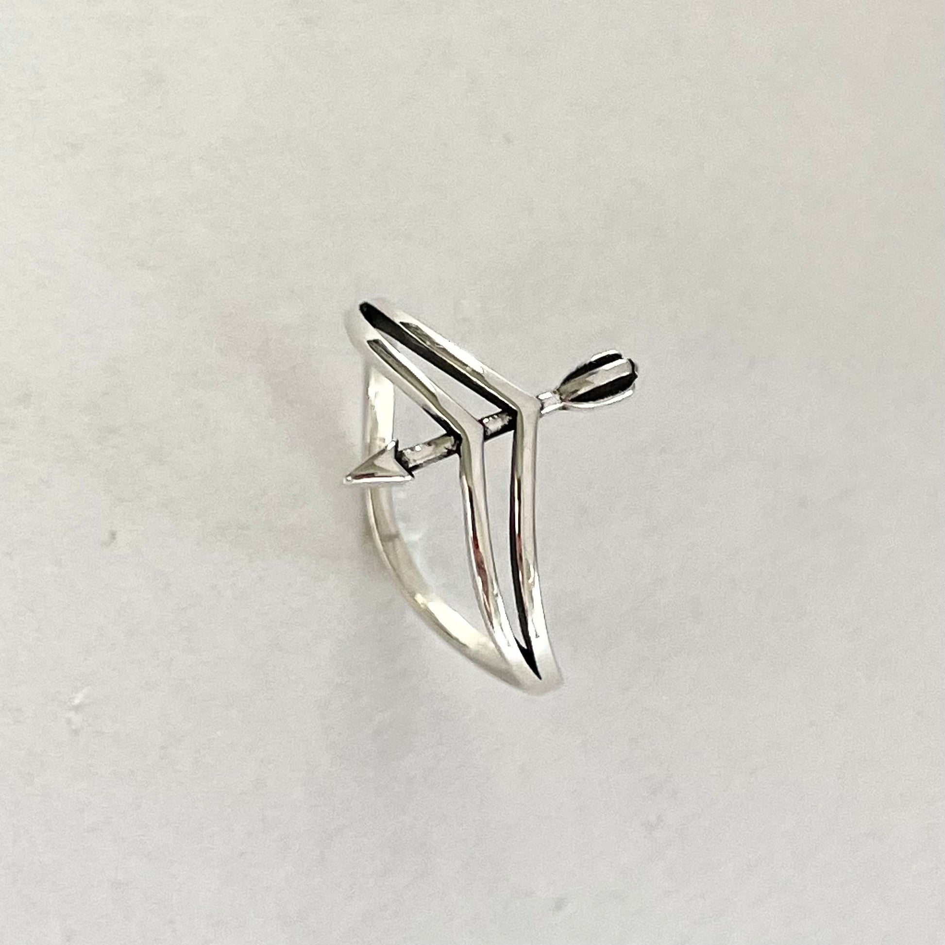 Sterling Silver Arrow and Bow Ring, Boho Ring, Bow Ring, Promise Arrow Ring, Silver Ring, Religious Ring, Arrow Love Ring, Statement Ring,