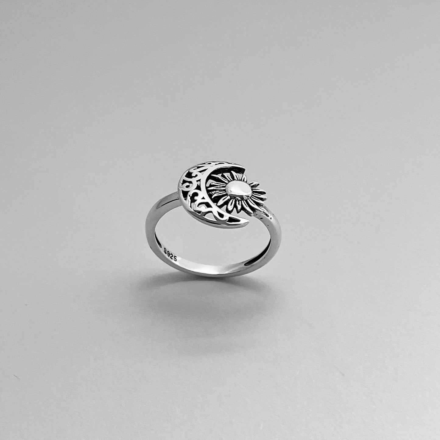Filigree Moon and Sun Sterling Silver Ring: Celestial Toe Ring
