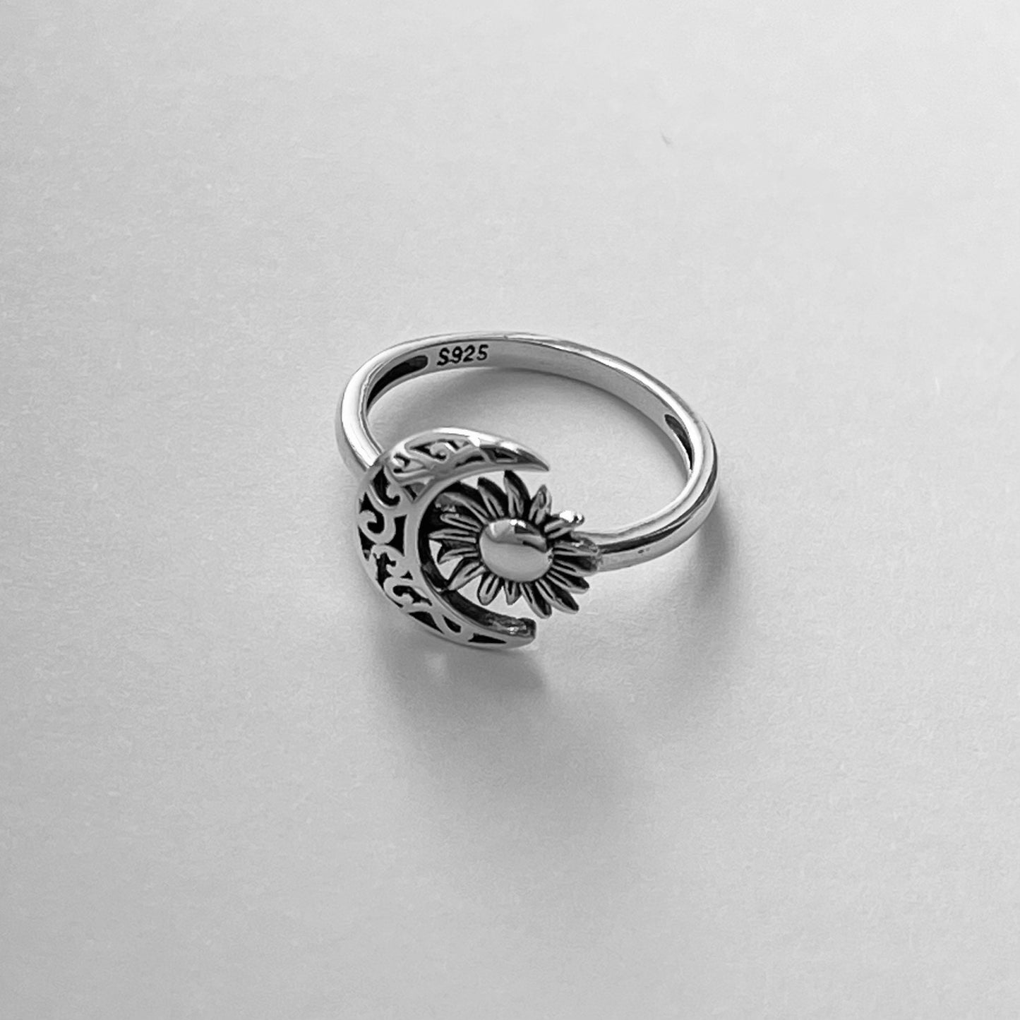 Filigree Moon and Sun Sterling Silver Ring: Celestial Toe Ring