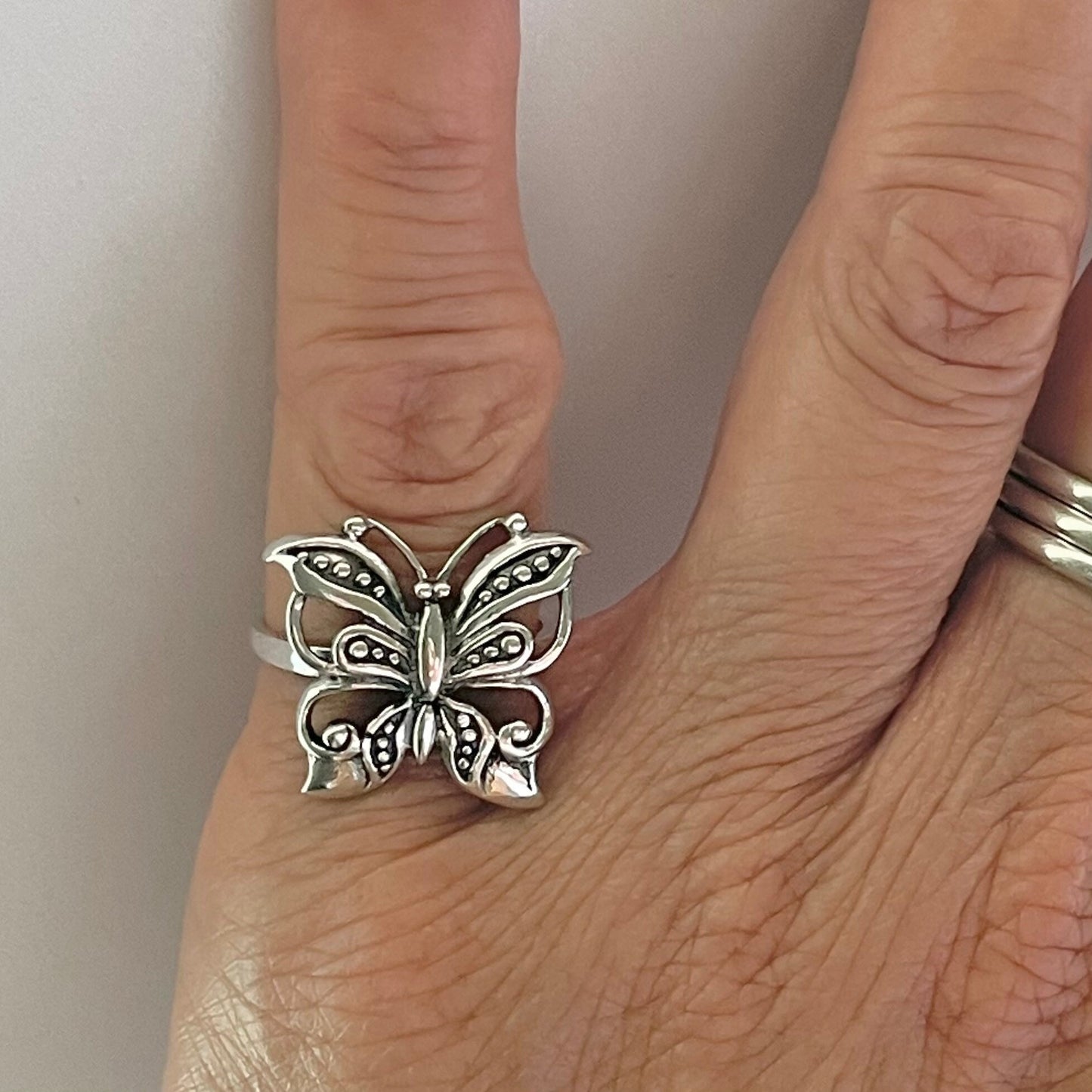 Sterling Silver Butterfly Ring: Boho Statement Jewelry
