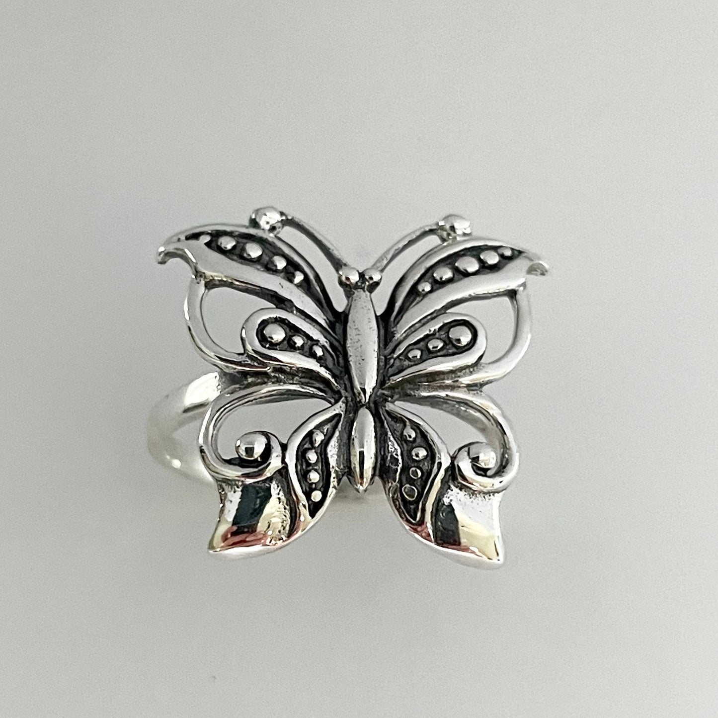 Sterling Silver Butterfly Ring: Boho Statement Jewelry