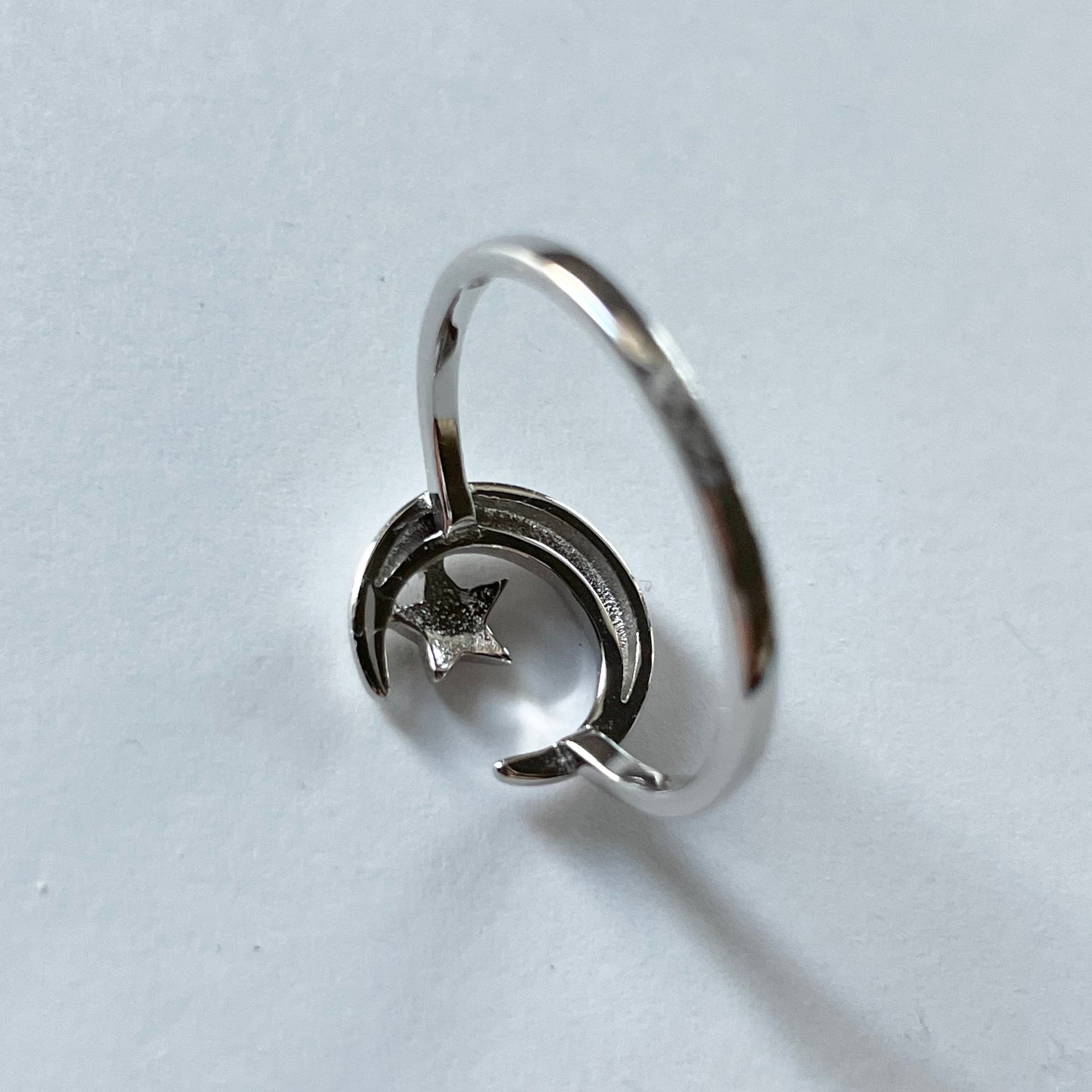 Sterling Silver Tiny Half Moon Ring, Little Silver Star Ring, Silver Crescent Moon Ring, Promise Moon Ring, Star Love Ring, Moon Boho Ring